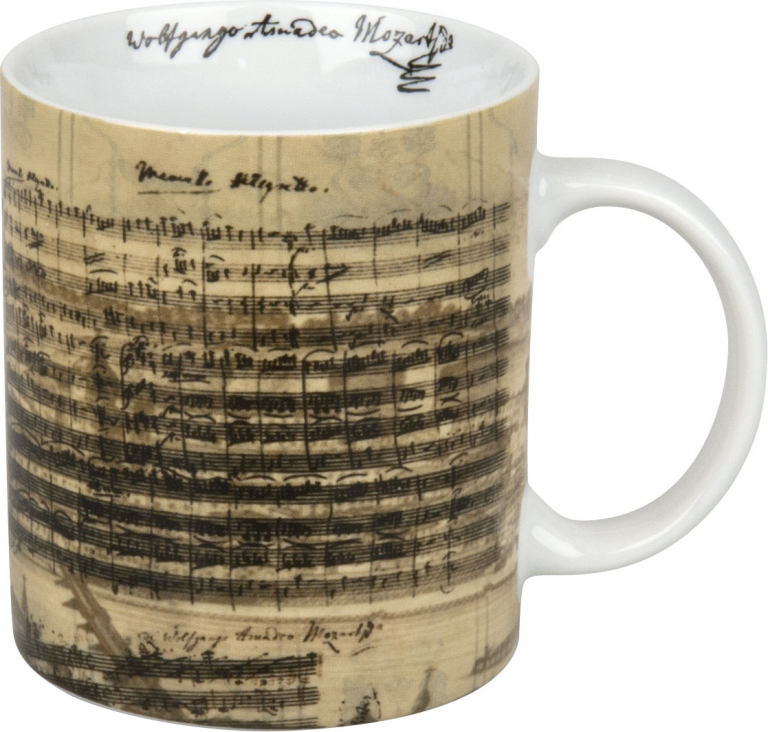 Porzellanbecher mit Facsimile von W A  Mozart  Becher 